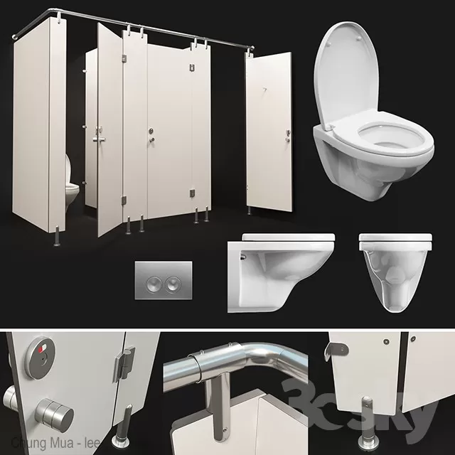 3DSKYFREE – INTERIOR - PUBLIC WC 3DS MAX MODELS