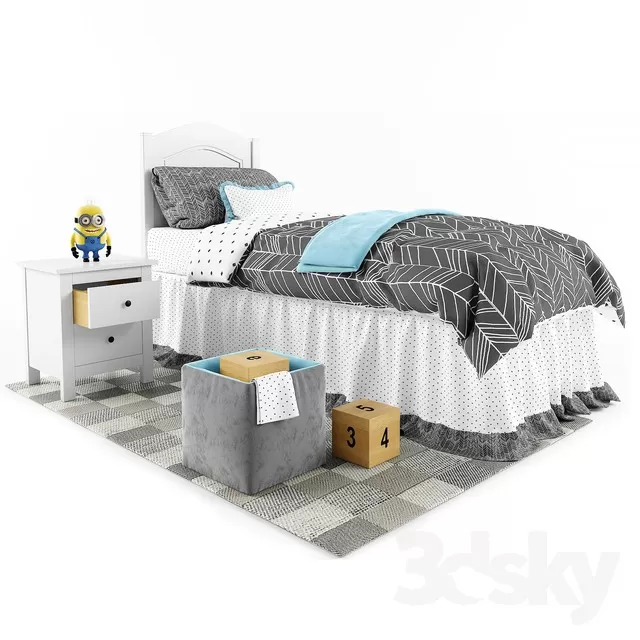 3DSKYFREE – KID - BED 3DS MAX MODELS