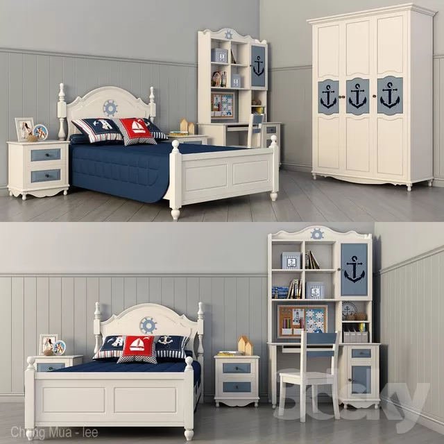 3DSKYFREE – KID - BED 3DS MAX MODELS