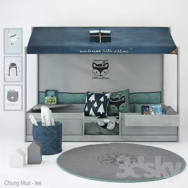 3DSKYFREE – KID - BED 3DS MAX MODELS