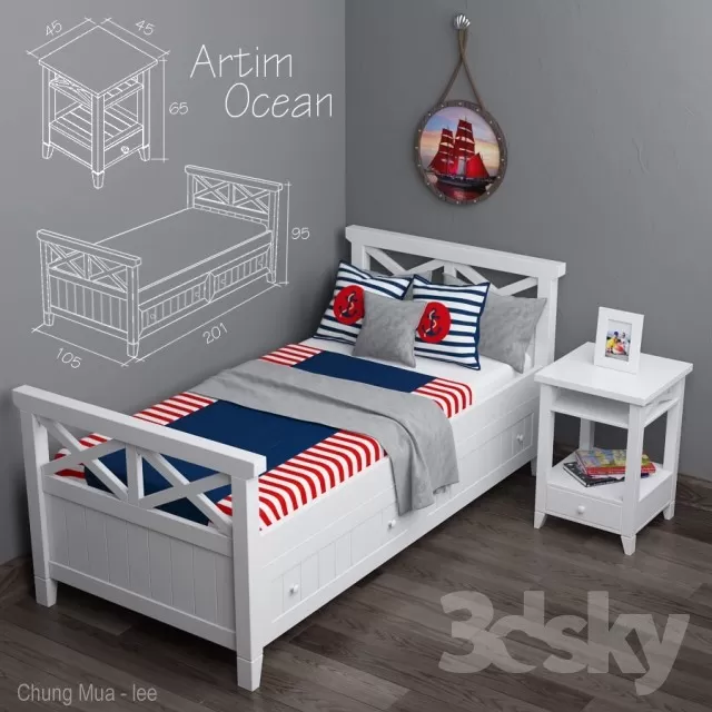 3DSKYFREE – KID - BED 3DS MAX MODELS