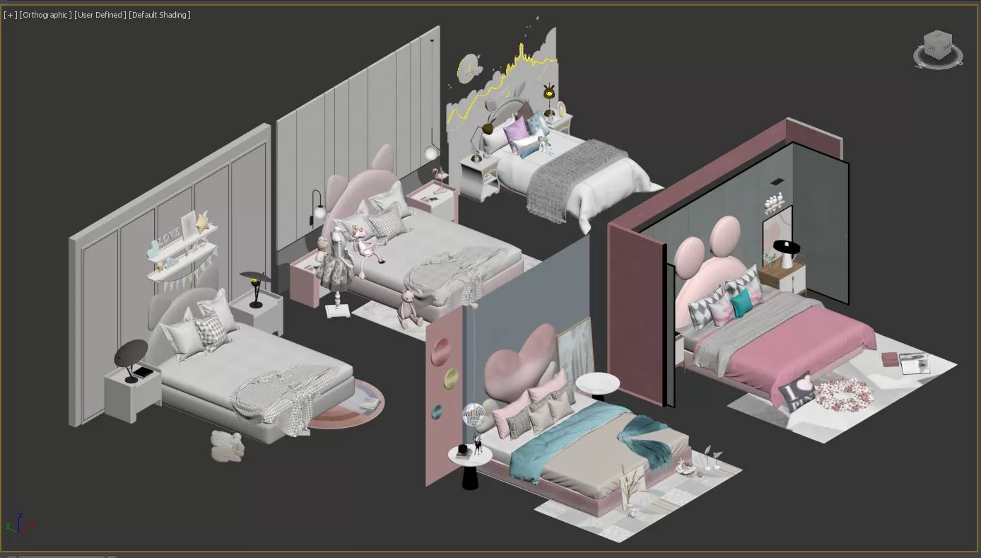 3DSKYFREE – KID - BED 3DS MAX MODELS