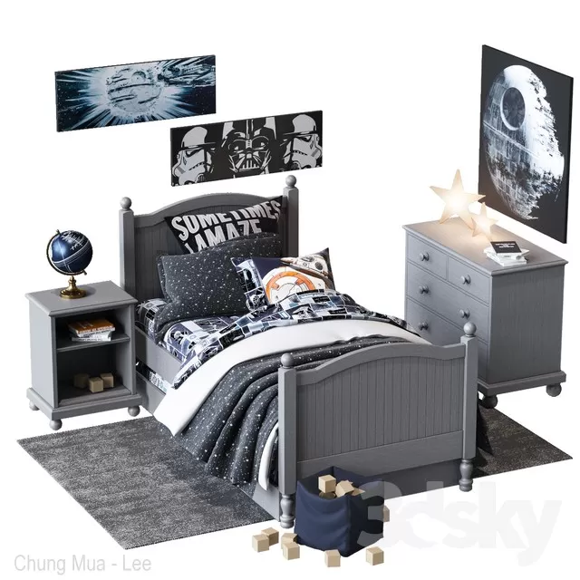 3DSKYFREE – KID - BED 3DS MAX MODELS