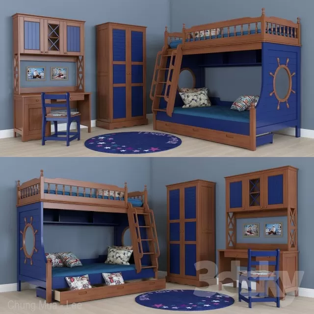3DSKYFREE – KID - BED 3DS MAX MODELS
