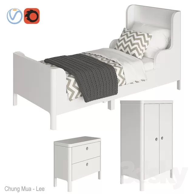 3DSKYFREE – KID - BED 3DS MAX MODELS