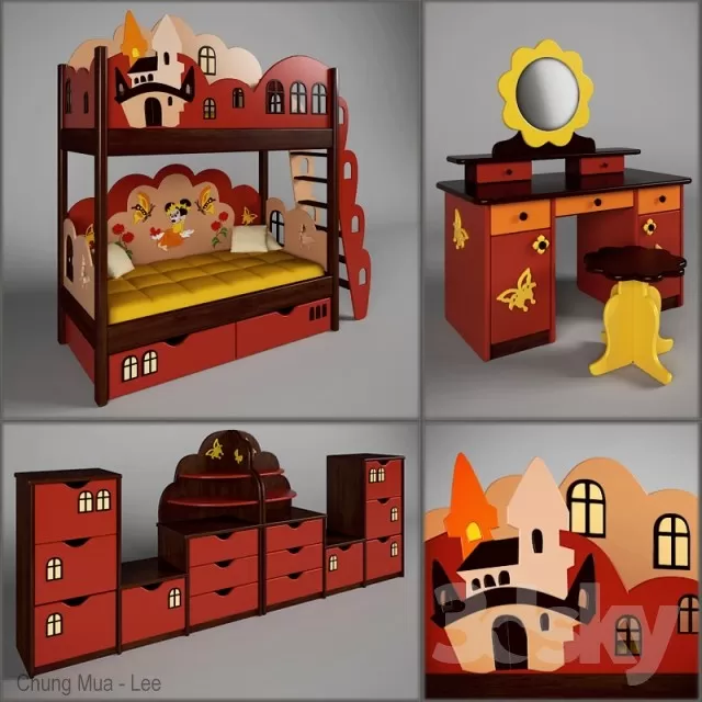3DSKYFREE – KID - BED 3DS MAX MODELS