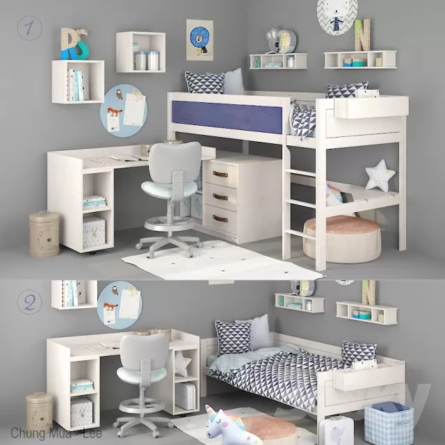 3DSKYFREE – KID - BED 3DS MAX MODELS