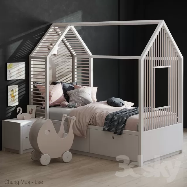 3DSKYFREE – KID - BED 3DS MAX MODELS