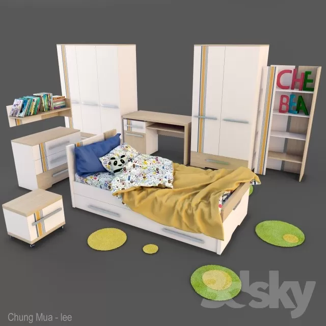 3DSKYFREE – KID - BED 3DS MAX MODELS