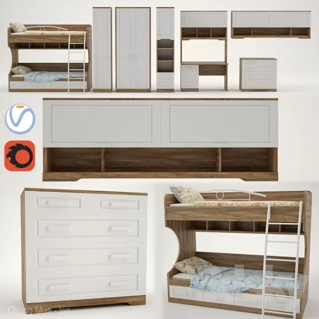 3DSKYFREE – KID - BED 3DS MAX MODELS