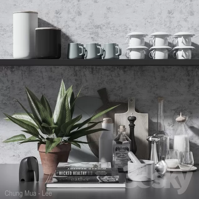 3DSKYFREE – KITCHEN - ACCESSORIES 3DS MAX MODELS