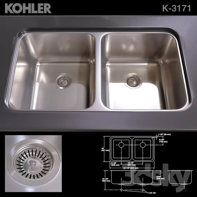 3DSKYFREE – KITCHEN - SINK 3DS MAX MODELS