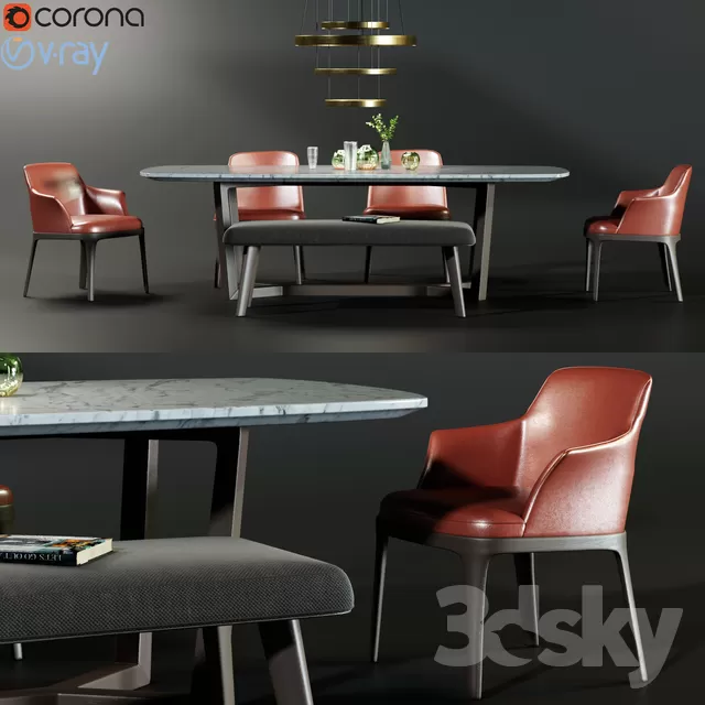 3DSKYFREE – KITCHEN - TABLE SET 3DS MAX MODELS