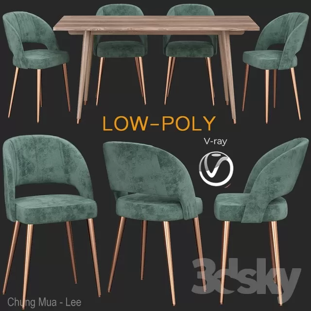 3DSKYFREE – KITCHEN - TABLE SET 3DS MAX MODELS