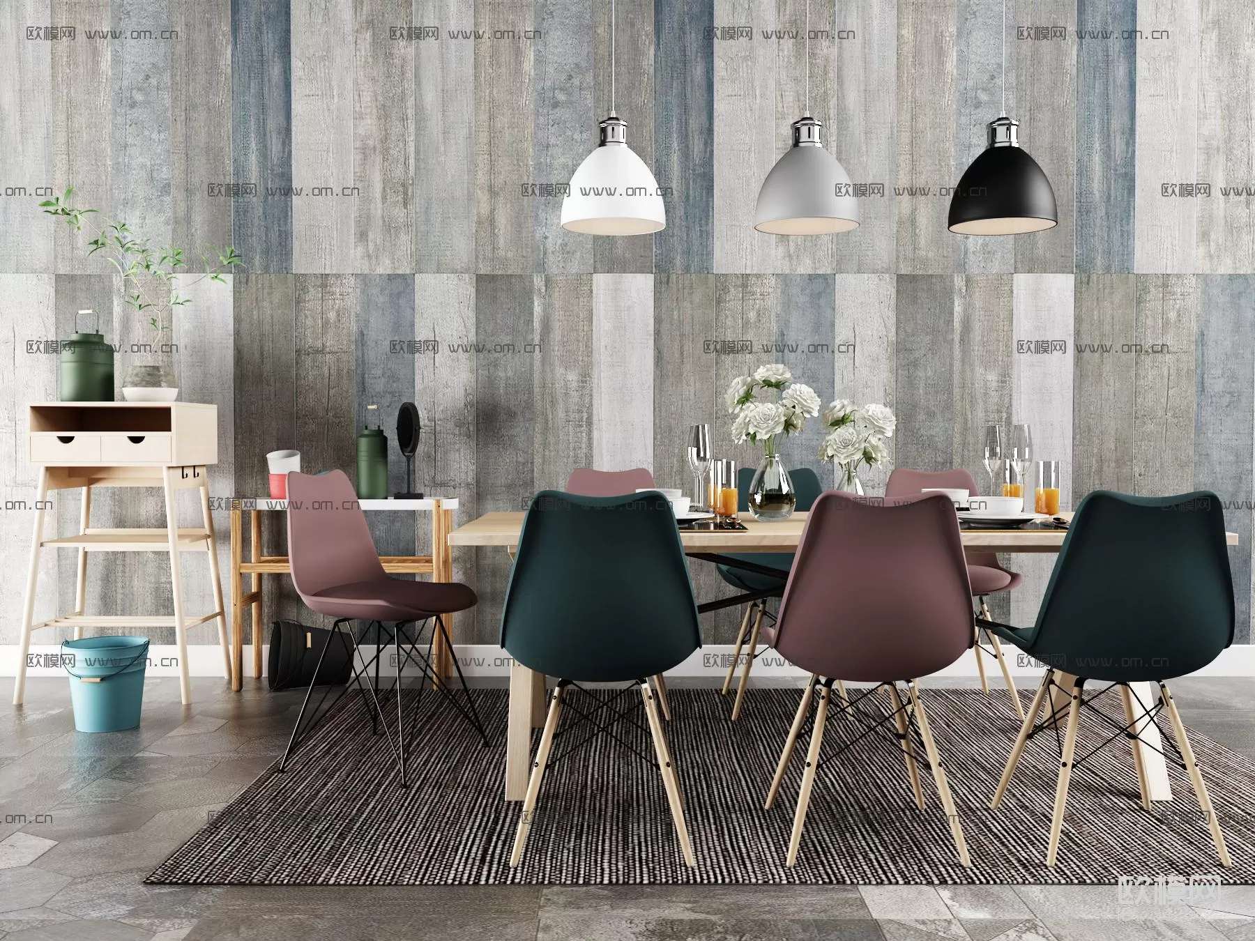 3DSKYFREE – KITCHEN - TABLE SET 3DS MAX MODELS