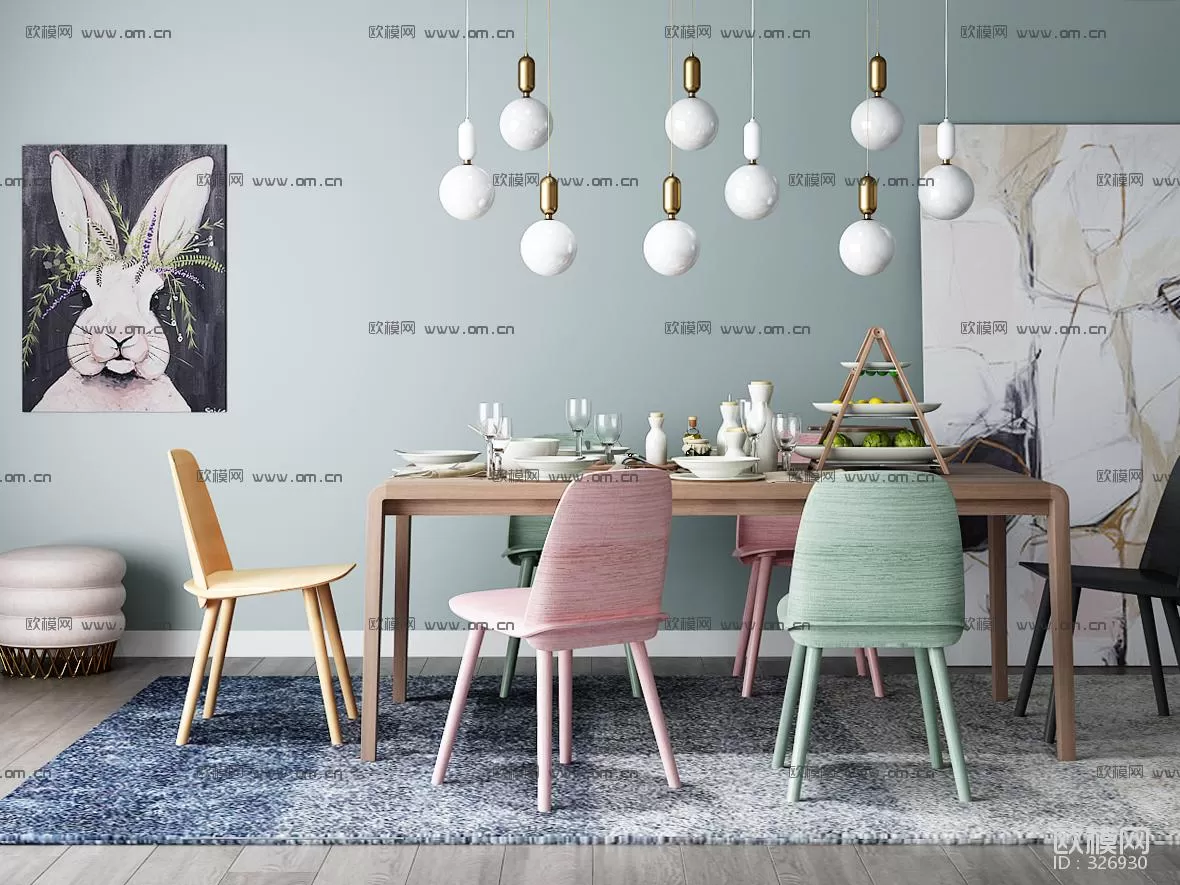 3DSKYFREE – KITCHEN - TABLE SET 3DS MAX MODELS