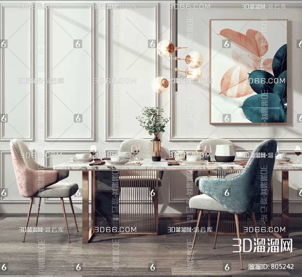 3DSKYFREE – KITCHEN - TABLE SET 3DS MAX MODELS