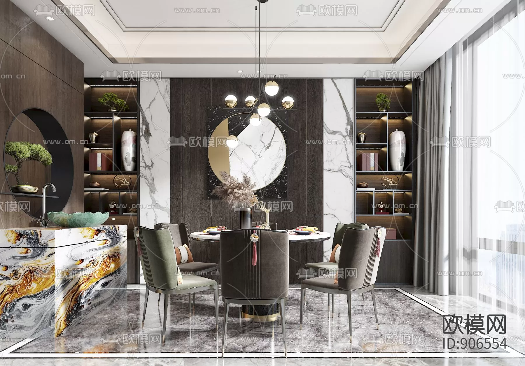 3DSKYFREE – KITCHEN - TABLE SET 3DS MAX MODELS