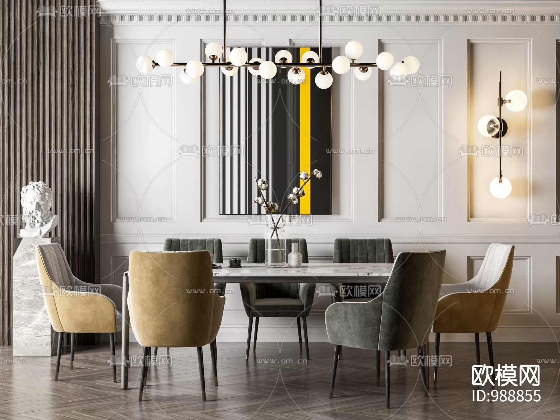 3DSKYFREE – KITCHEN - TABLE SET 3DS MAX MODELS