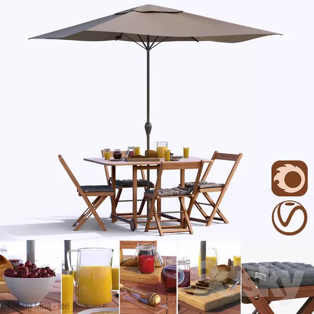 3DSKYFREE – KITCHEN - TABLE SET 3DS MAX MODELS