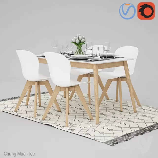 3DSKYFREE – KITCHEN - TABLE SET 3DS MAX MODELS
