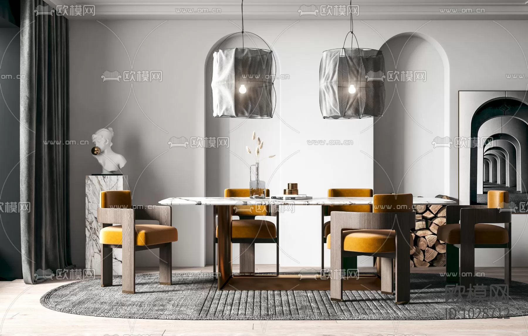 3DSKYFREE – KITCHEN - TABLE SET 3DS MAX MODELS