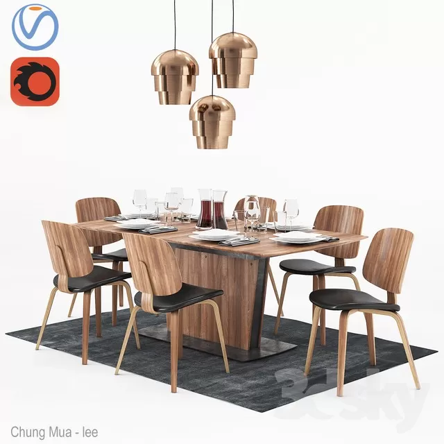 3DSKYFREE – KITCHEN - TABLE SET 3DS MAX MODELS