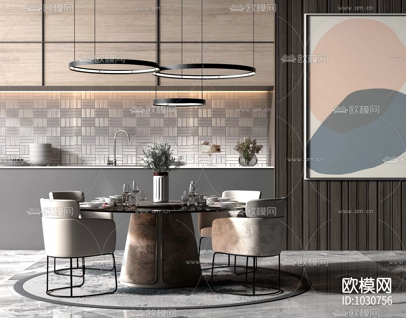 3DSKYFREE – KITCHEN - TABLE SET 3DS MAX MODELS