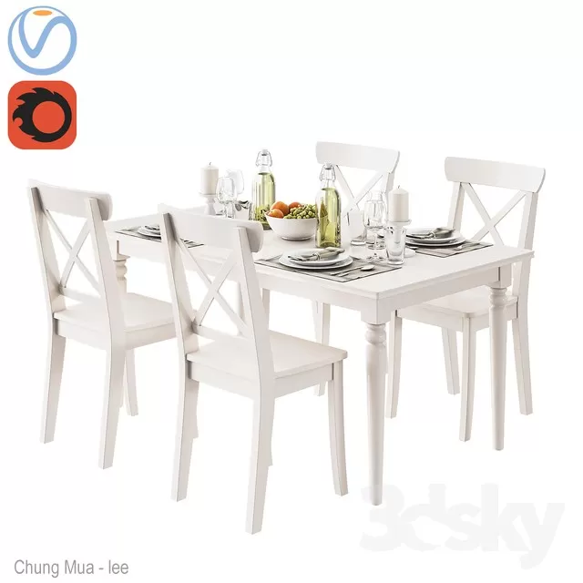 3DSKYFREE – KITCHEN - TABLE SET 3DS MAX MODELS