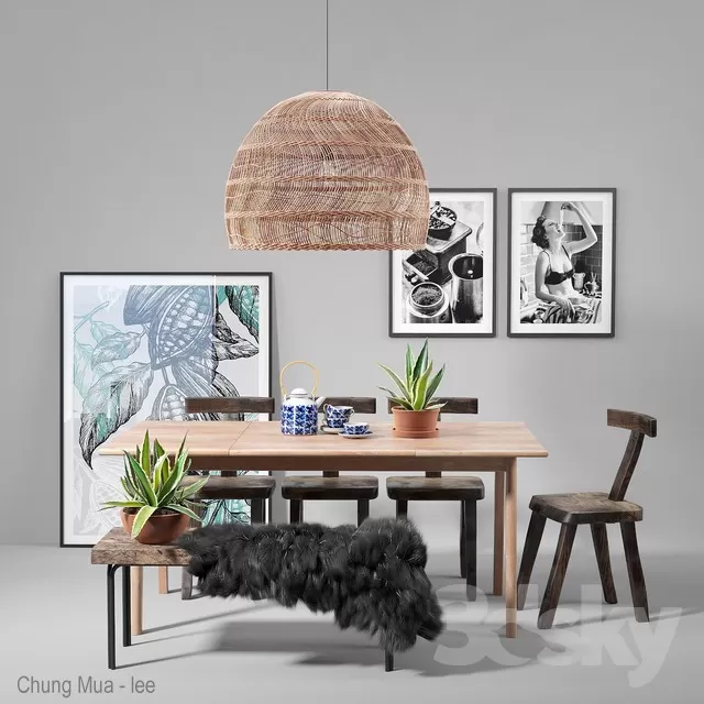 3DSKYFREE – KITCHEN - TABLE SET 3DS MAX MODELS