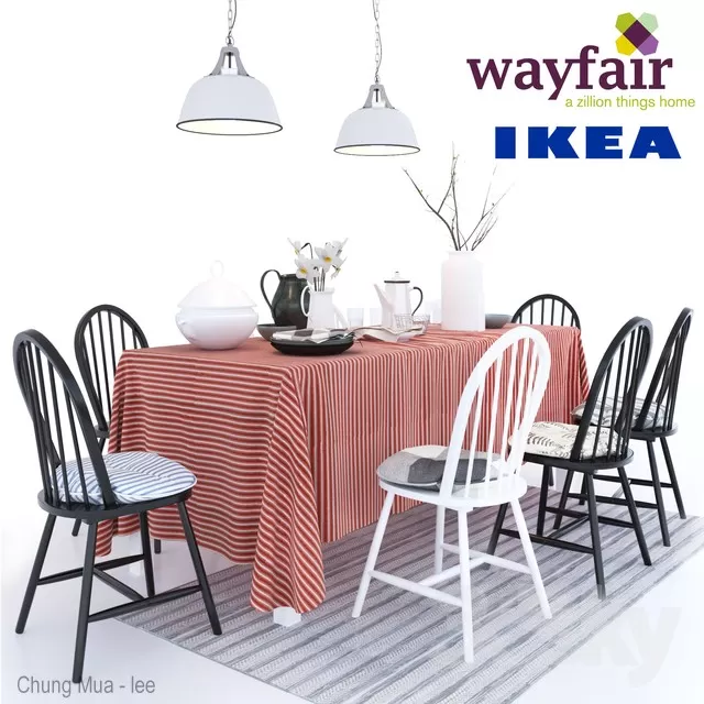 3DSKYFREE – KITCHEN - TABLE SET 3DS MAX MODELS