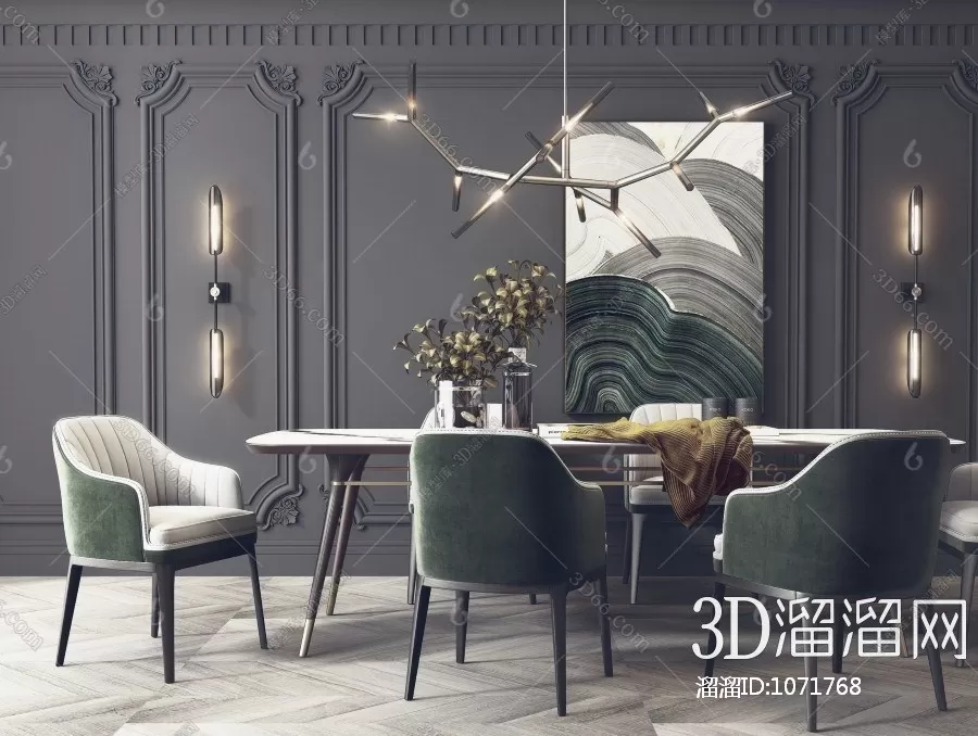 3DSKYFREE – KITCHEN - TABLE SET 3DS MAX MODELS