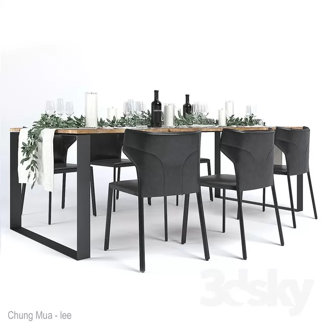3DSKYFREE – KITCHEN - TABLE SET 3DS MAX MODELS