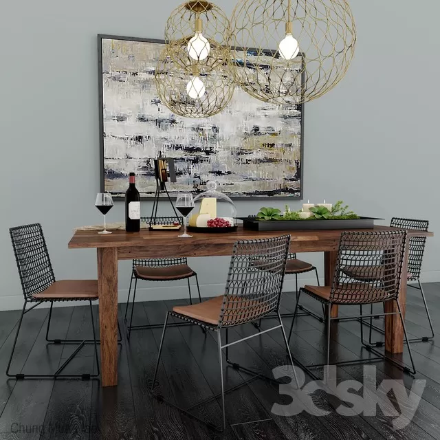 3DSKYFREE – KITCHEN - TABLE SET 3DS MAX MODELS