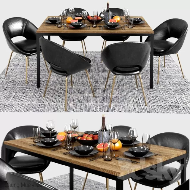 3DSKYFREE – KITCHEN - TABLE SET 3DS MAX MODELS