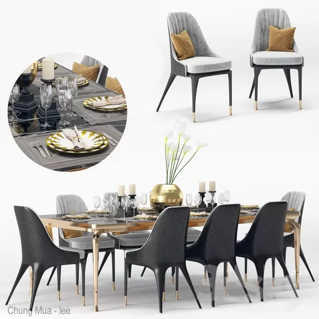 3DSKYFREE – KITCHEN - TABLE SET 3DS MAX MODELS