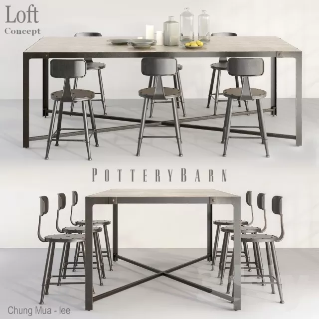 3DSKYFREE – KITCHEN - TABLE SET 3DS MAX MODELS