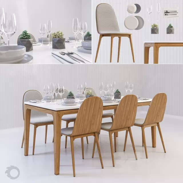 3DSKYFREE – KITCHEN - TABLE SET 3DS MAX MODELS