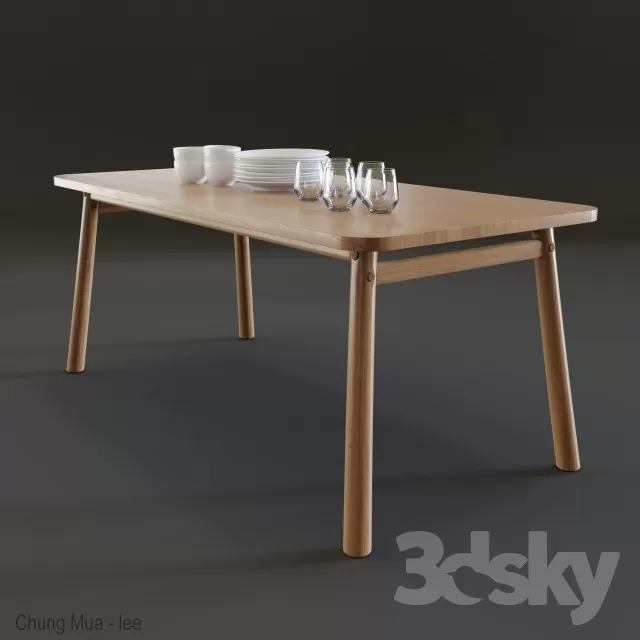 3DSKYFREE – KITCHEN - TABLE SET 3DS MAX MODELS