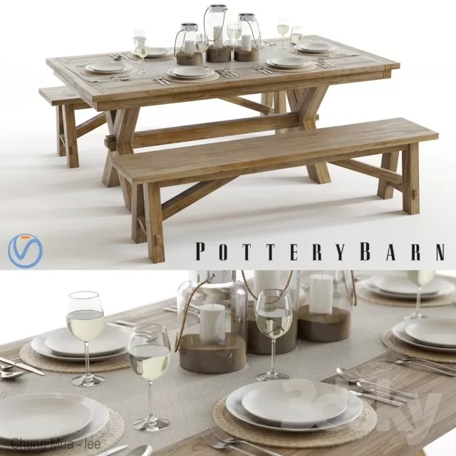 3DSKYFREE – KITCHEN - TABLE SET 3DS MAX MODELS