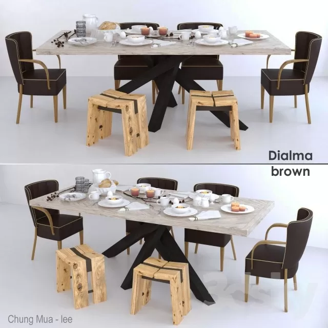 3DSKYFREE – KITCHEN - TABLE SET 3DS MAX MODELS