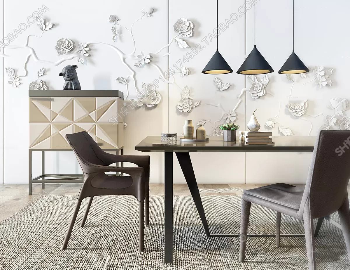 3DSKYFREE – KITCHEN - TABLE SET 3DS MAX MODELS