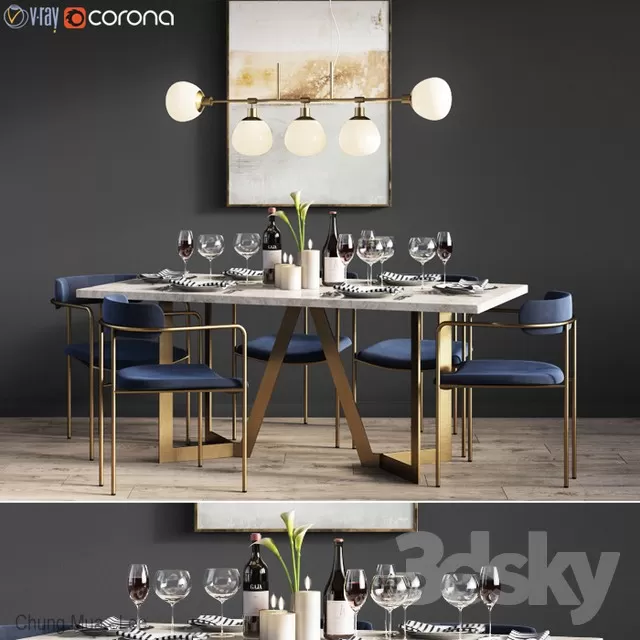 3DSKYFREE – KITCHEN - TABLE SET 3DS MAX MODELS