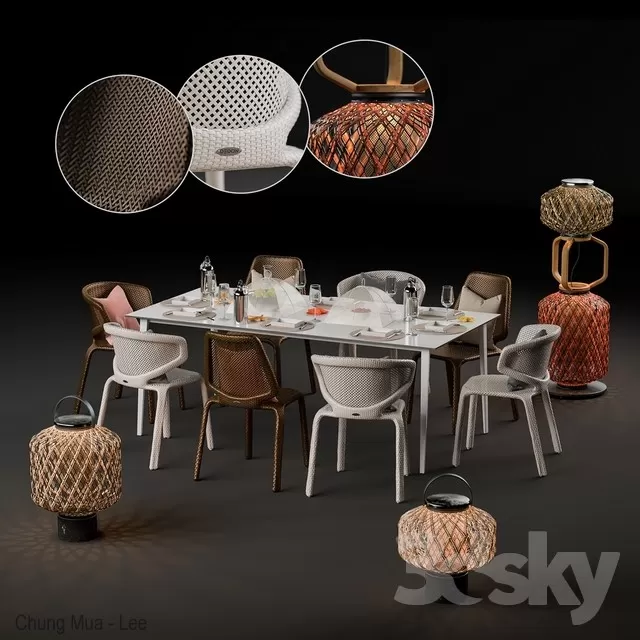 3DSKYFREE – KITCHEN - TABLE SET 3DS MAX MODELS