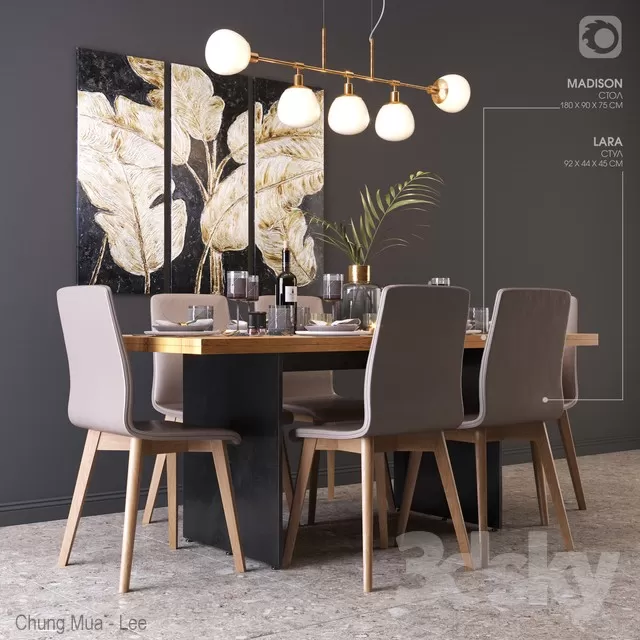 3DSKYFREE – KITCHEN - TABLE SET 3DS MAX MODELS