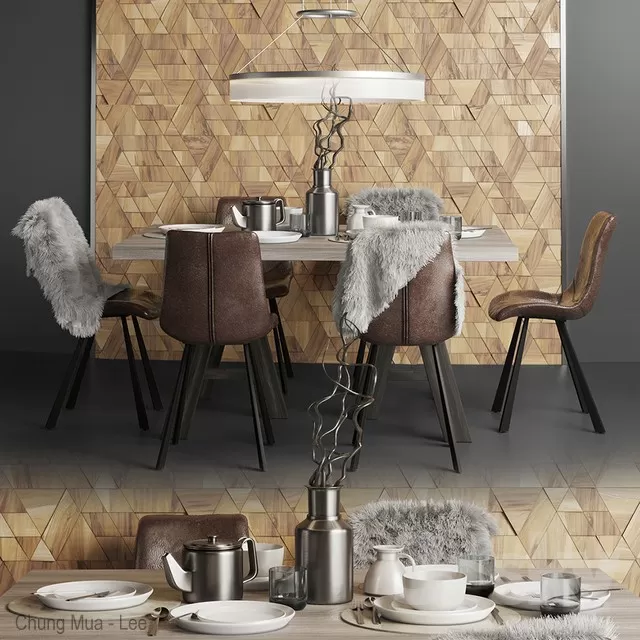 3DSKYFREE – KITCHEN - TABLE SET 3DS MAX MODELS