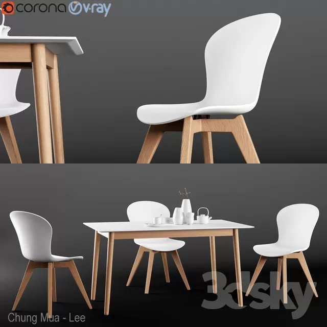 3DSKYFREE – KITCHEN - TABLE SET 3DS MAX MODELS