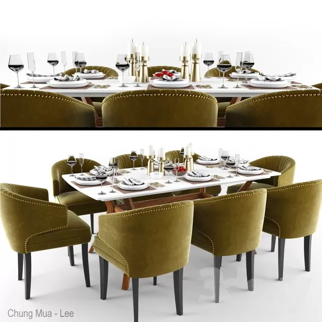 3DSKYFREE – KITCHEN - TABLE SET 3DS MAX MODELS