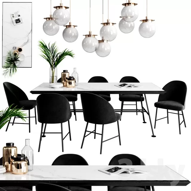 3DSKYFREE – KITCHEN - TABLE SET 3DS MAX MODELS