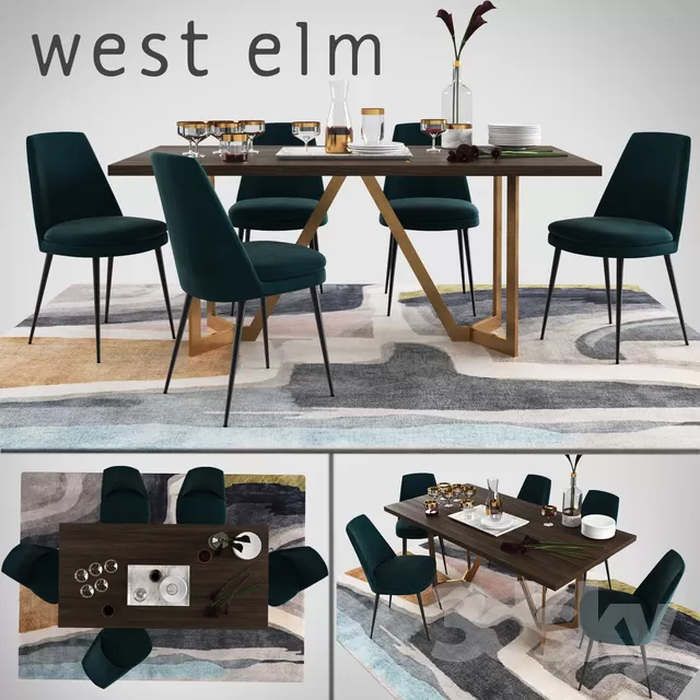 3DSKYFREE – KITCHEN - TABLE SET 3DS MAX MODELS